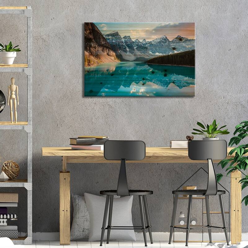 Moraine Lake Panoramic, Canada Print On Wood by Matteo Colombo - Multi-Color