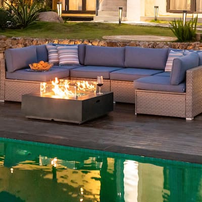 COSIEST Outdoor 8 Piece Patio Furniture Set With Fire Table,Tank Cover