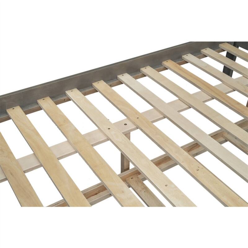 Twin over Full Size Bunk Bed with Twin Size Trundle, Solid Wood Bunk Bedframe with Ladder and Guardrails for Kids
