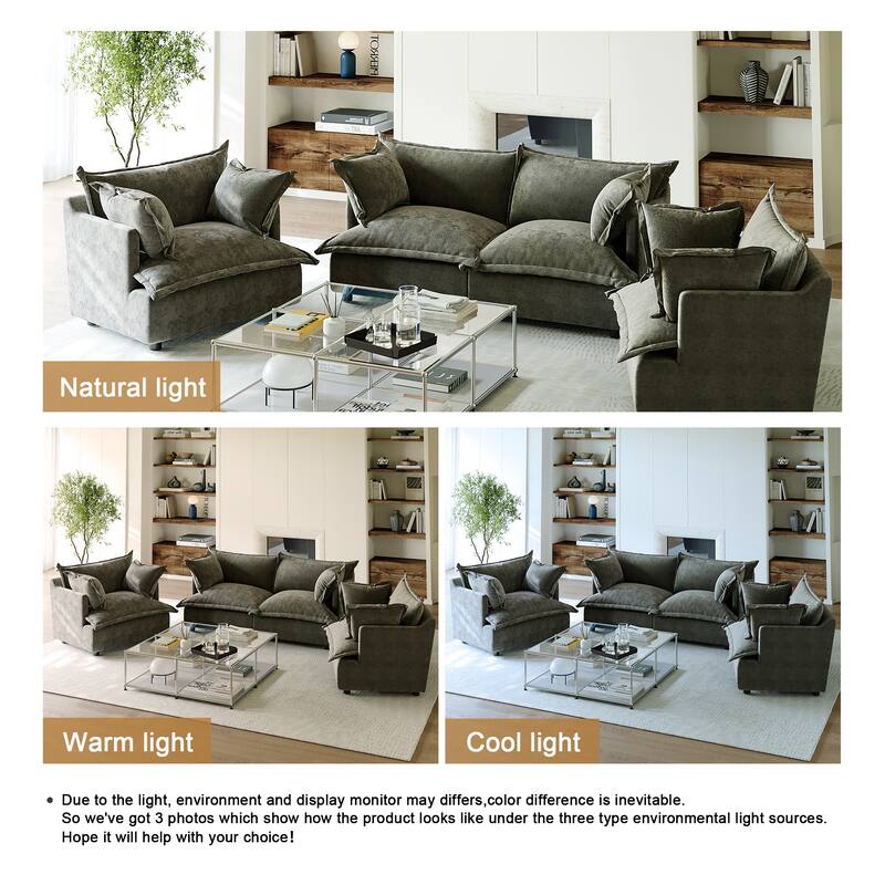 Comfy Cloud Oversized Chenille Modular Sectional Sofa Armchair Set