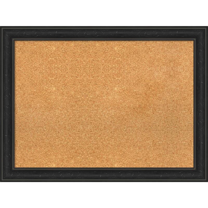 Shipwreck Black Narrow Framed Cork Bulletin Memo Board - 32-Inch x 24-Inch
