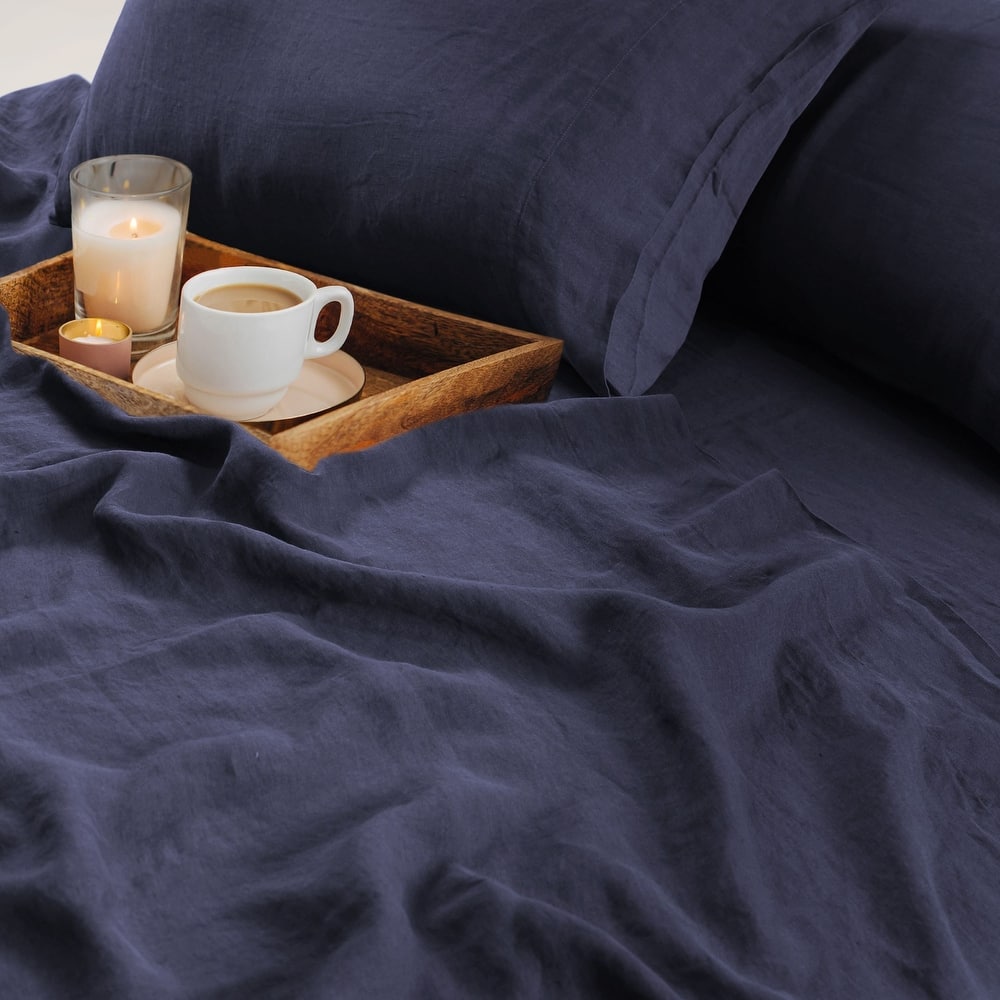 European Garment Washed Linen Extra Deep Pocket Bed Sheet Set