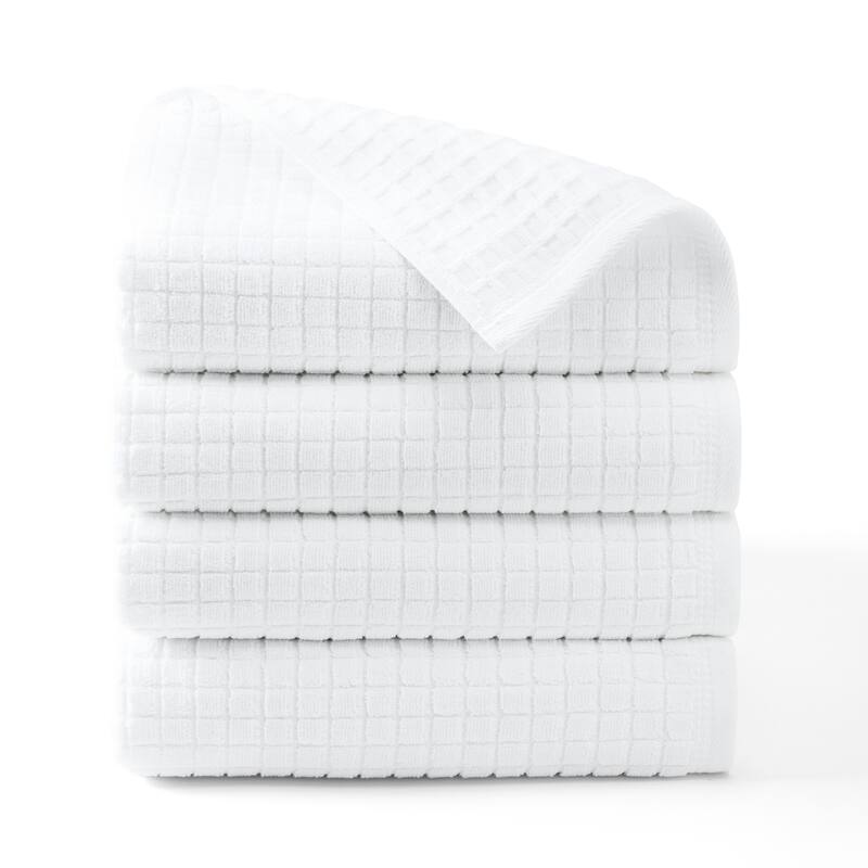 TOWN & COUNTRY EVERYDAY 4-Piece Textured Windowpane Bath Towel Set - 30"x58"