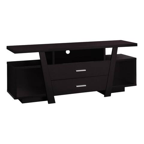 Offex Contemporary Tv Stand - 60"L - Cappuccino with 2 Storage Drawer,