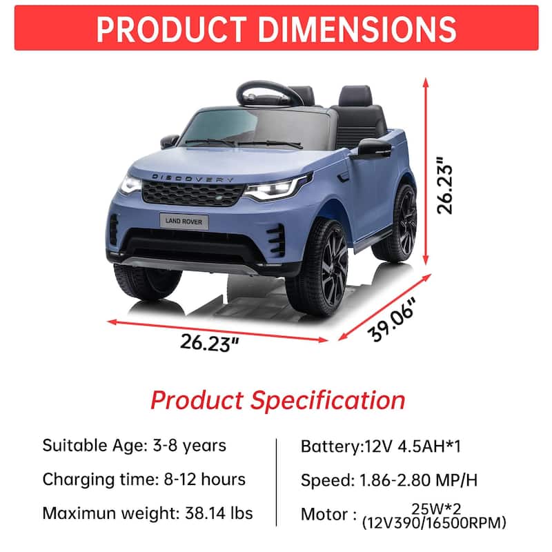 12V Licensed Land Rover 2 Seater Ride on Car for Kids