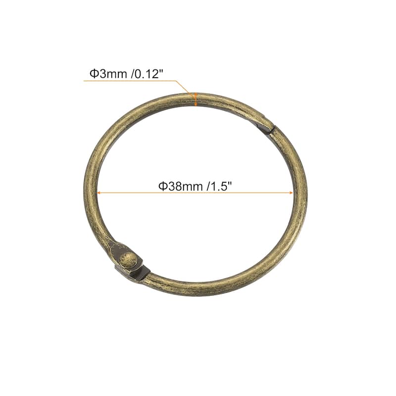 Shower Curtain Rings, 12pcs - Loose Leaf Binder Rings - Bronze - 1.5 Inch