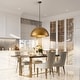 preview thumbnail 40 of 50, 1-Light Industrial Farmhouse Oversized Pendant Gold Leaf Hammered Semi-Sphere Dome Pendant Light for Kitchen Island