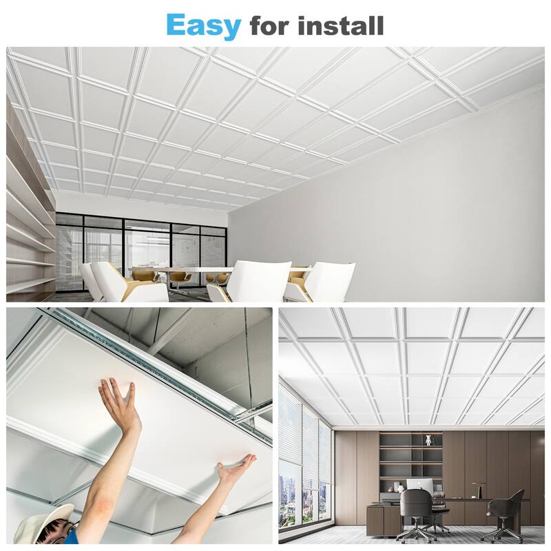 Art3d 24"x48" 3D PVC Wall & Ceiling Panels, Set of 12, Covers 96 Sq.Ft