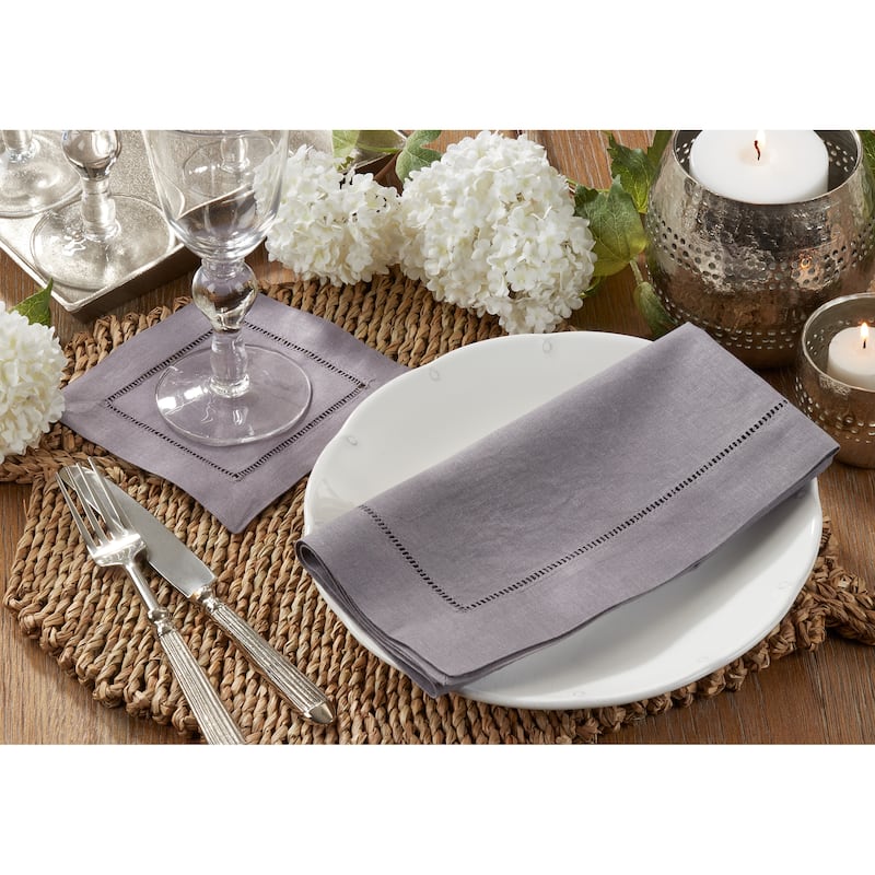 Hemstitched Linen Dinner Napkins (Set of 4)
