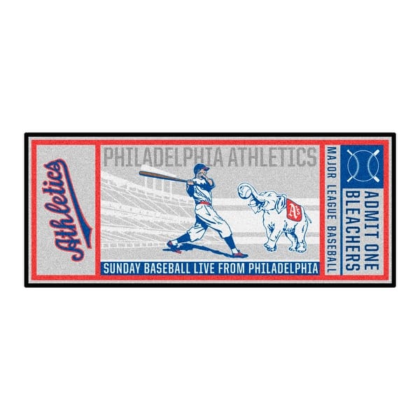 MLB - Oakland Athletics Retro Collection Ticket Runner Rug - 30in. x 72in.  - (1954 Philadelphia Aundefineds) - 2undefined x 6undefined Runner - Bed  Bath & Beyond - 32066183