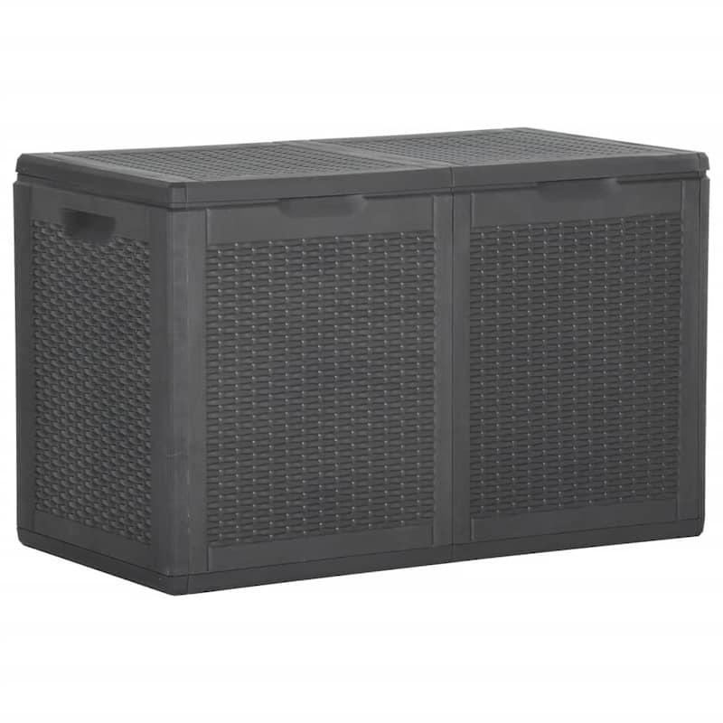 vidaXL Tool Box UV Resistant Outdoor Cushion Storage Box Tool Chest PP Rattan - 31.7" x 17.5" x 20.1" - Black