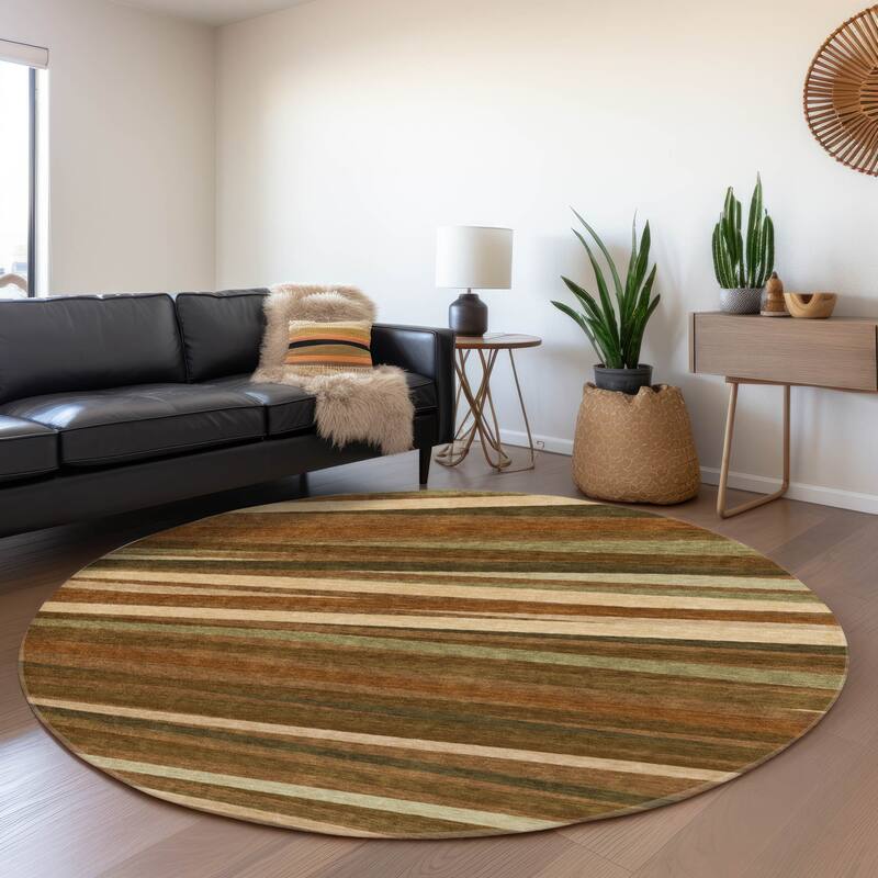 Premium Washable Super Soft Modern Stripes Mayfield Rug - Paprika - 8' x 8'