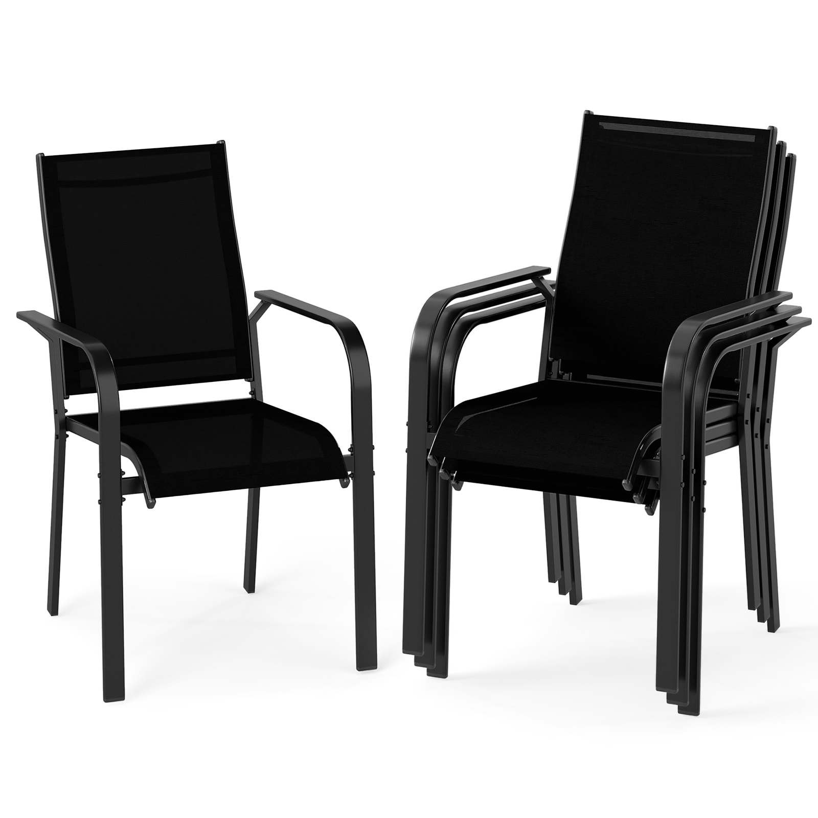 Gymax Patio Dining Chairs Set of 4 w/Metal Frame Breathable Mesh