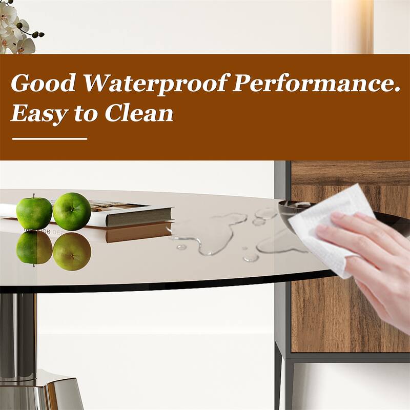 Compact Round Dining Table, Black Glass Top & Silver Flared Base