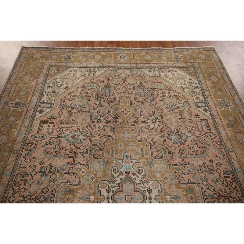 Distressed Tabriz Persian Vintage Area Rug Hand-Knotted Wool Carpet - 6'5" x 9'3"
