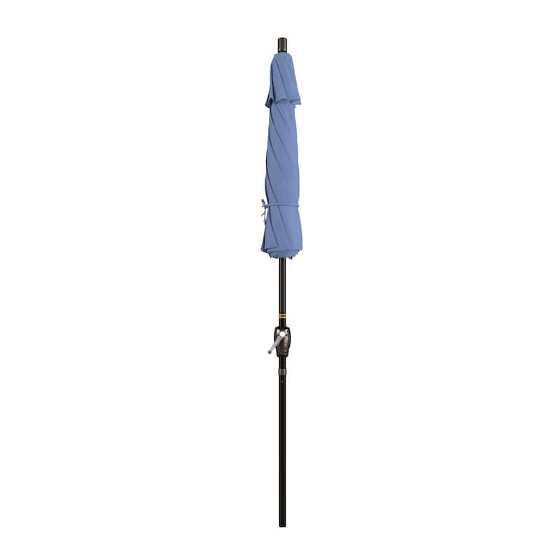 California Umbrella 7.5' Rd. Aluminum Patio Umbrella, Crank Lift with Push Button Tilt, Bronze Finish, Pacifica Fabric