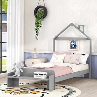 Twin Size Wood Platform Bed with House-shaped Headboard and Footboard ...