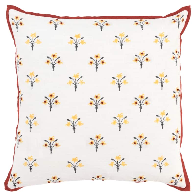 Rizzy Home Boho Floral Rust/Yellow Throw Pillow Cover