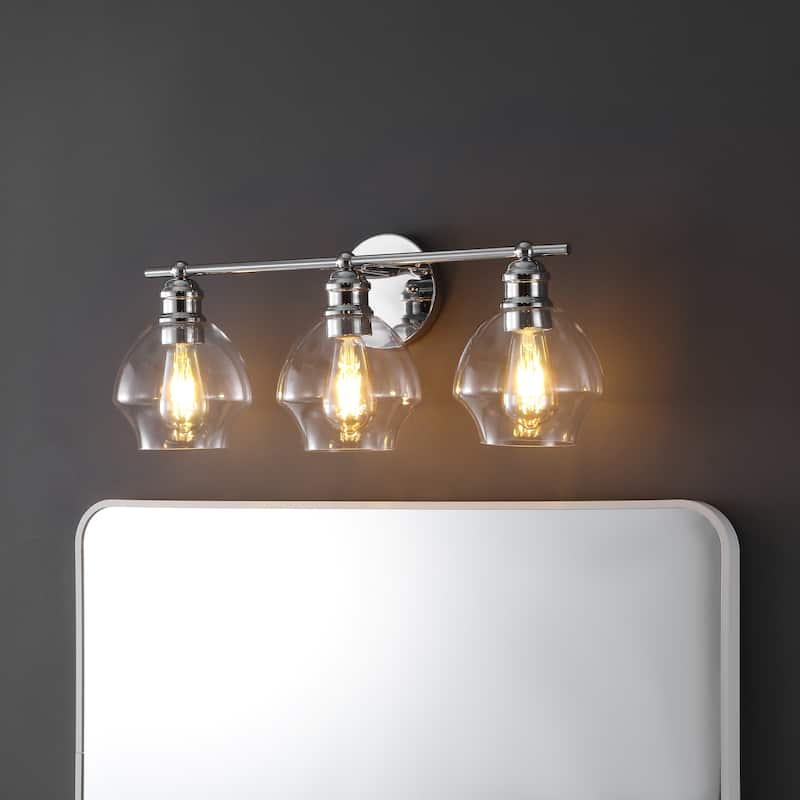SAFAVIEH Hayam 3-Light Bathroom Vanity Wall Sconce (LED Bulbs Included) - 22.5 In. W x 7.25 In. D x 9.25 In. H - 23Wx7Dx9H