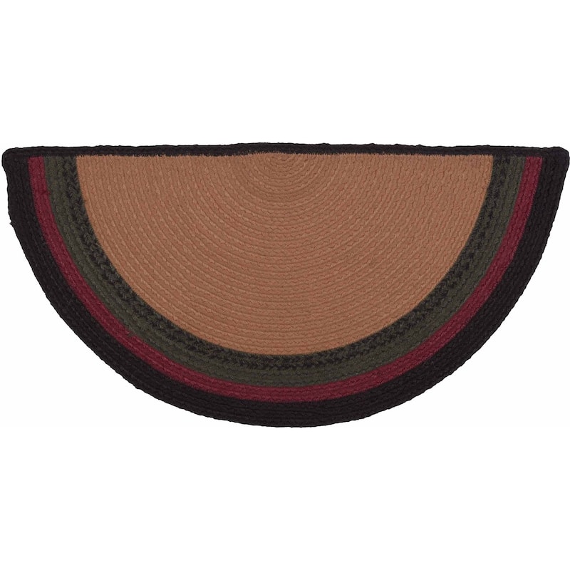 Wyatt Stenciled Bear Jute Rug Half Circle w/ Pad 16.5x33