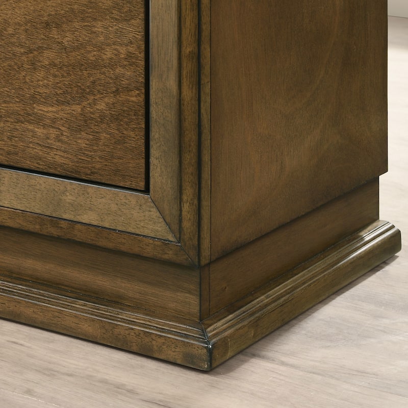 Furniture of America Igala 2-piece Walnut Solid Wood 7-Drawer Dresser and Mirror Set