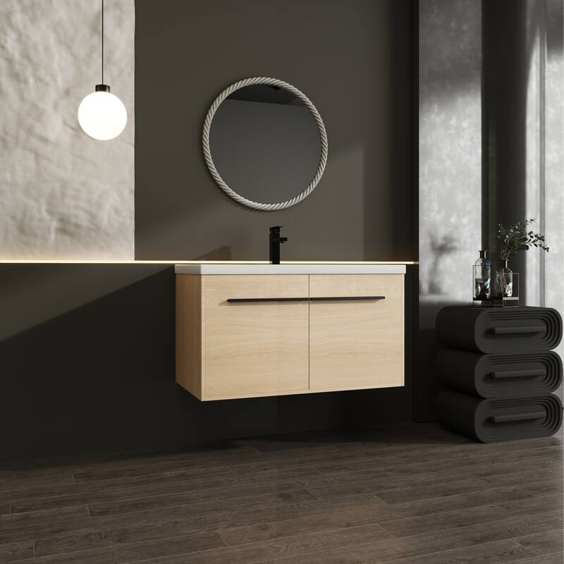Bathroom Vanity with Resin Countertop Sink & 2 Doors