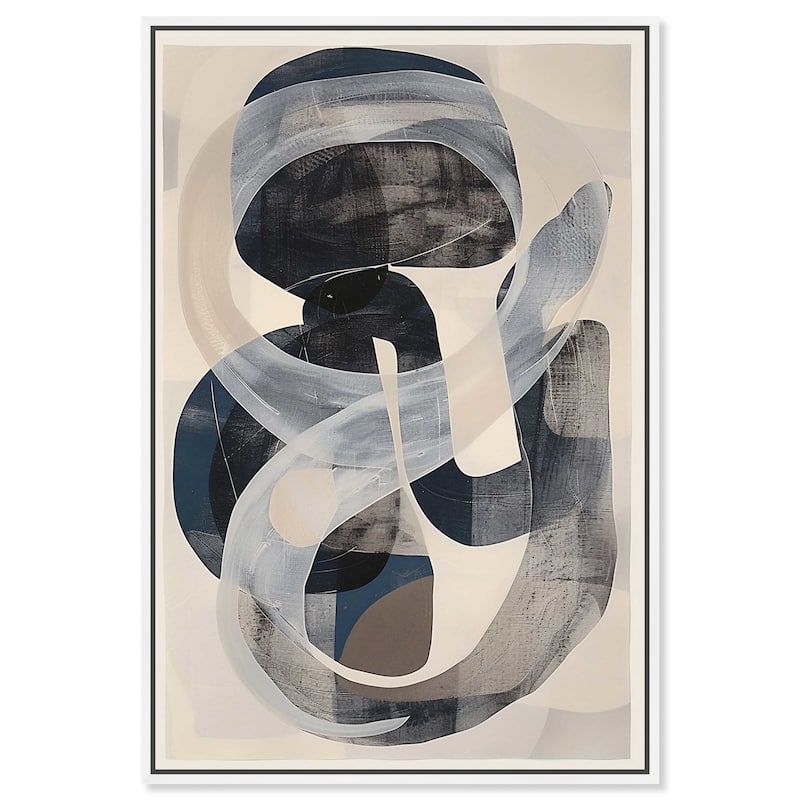 Art Remedy Slither Framed Abstract Shapes 1 Piece Canvas Wall Art - 31 x 46 - White