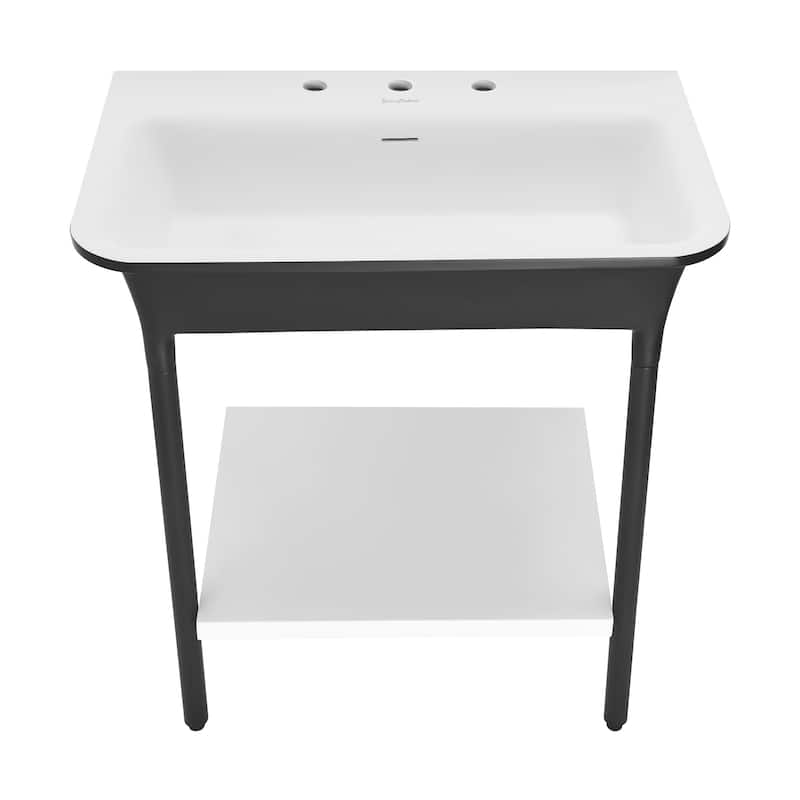 Dieppe 32" Solid Surface Console Sink In Matte Black - 31.5" x 20.3" 35.45"