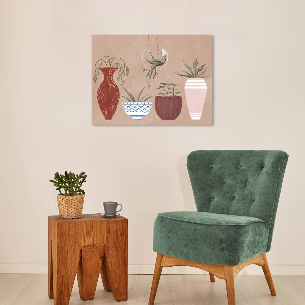 Wynwood Studio Canvas Floral and Botanical Her Favorite Pots Brown and Tan Rustic Wall Art Canvas Print