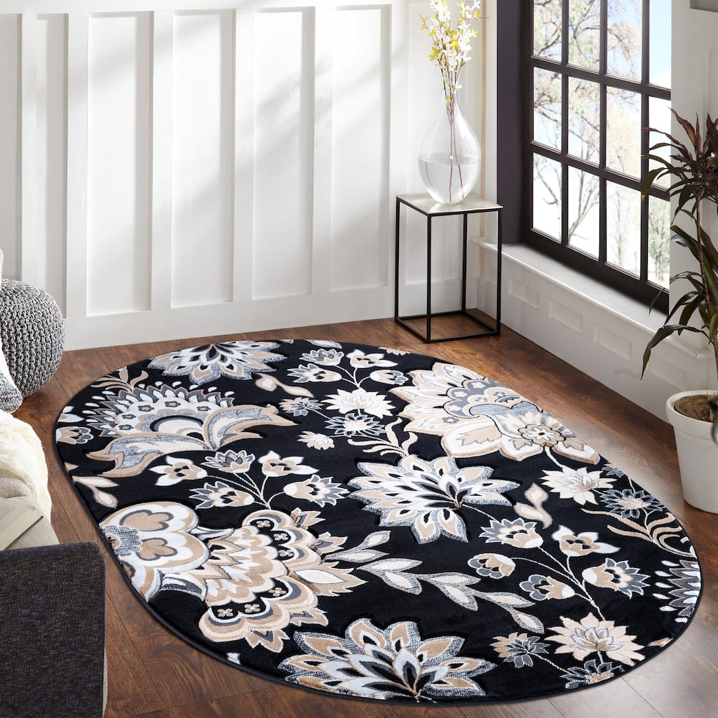 Glamour Collection Floral Area Rug