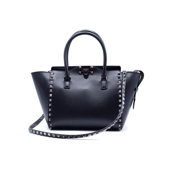 Shop Valentino Womens Black Small Rockstud Noir Leather Tote Bag Strap - Free Shipping Today ...