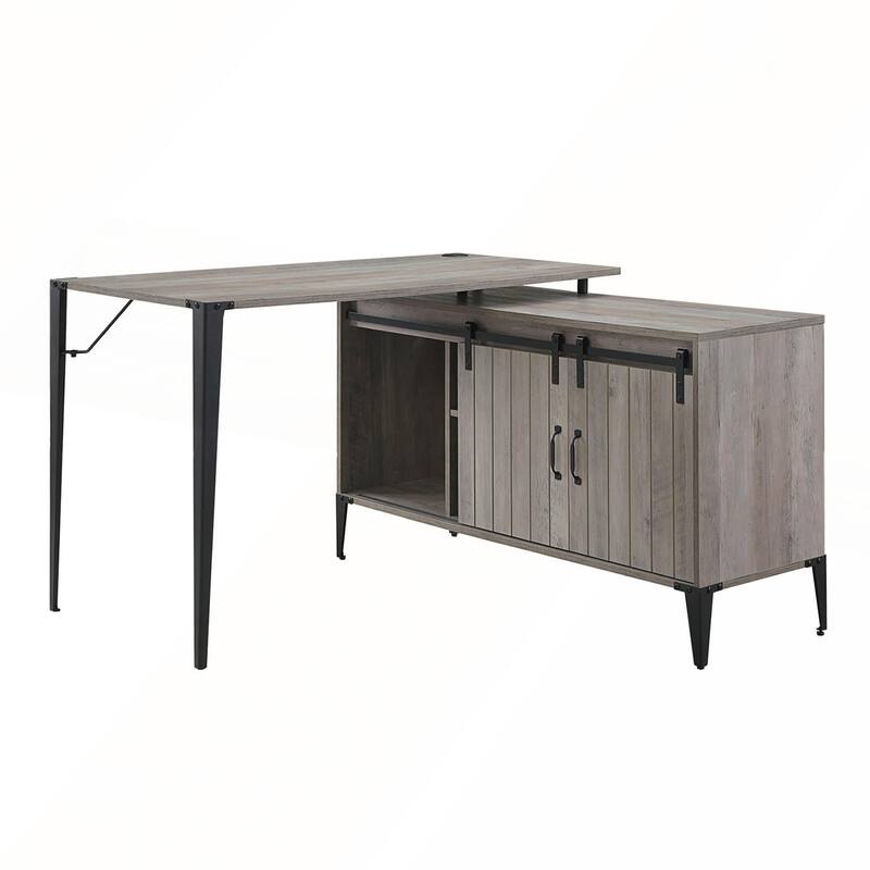 L-Shape Writing Desk with Side Cabinet