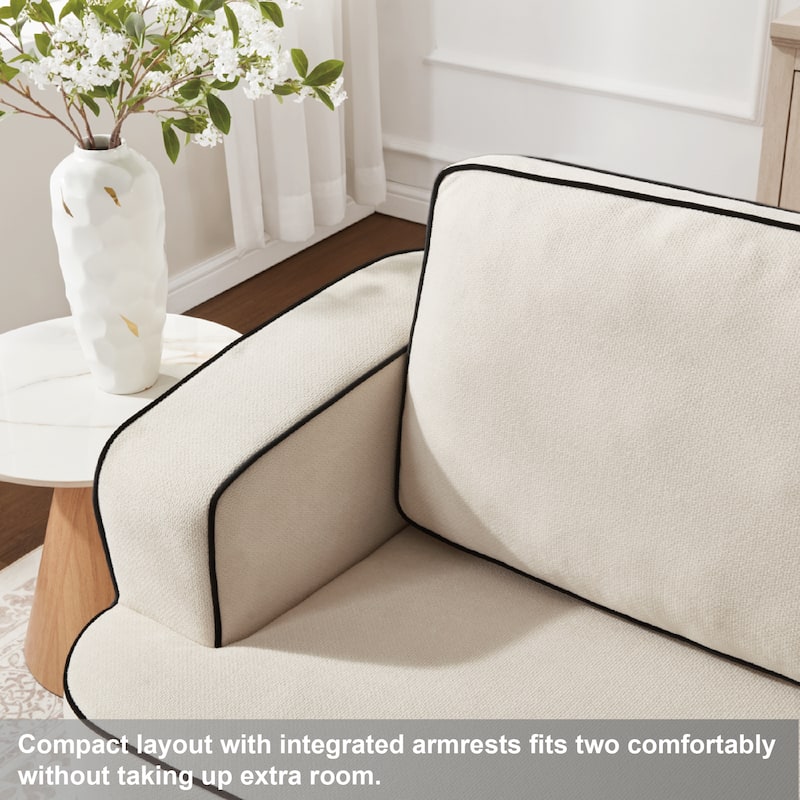 GDFStudio - Acacia Wood 2-Seater 78.7" Soft Upholstered Loveseat Sofa