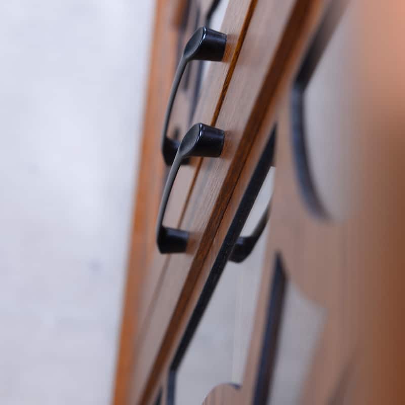 Spacious size sideboard 3 clear tempered glass doors buffet with adjustable shelf