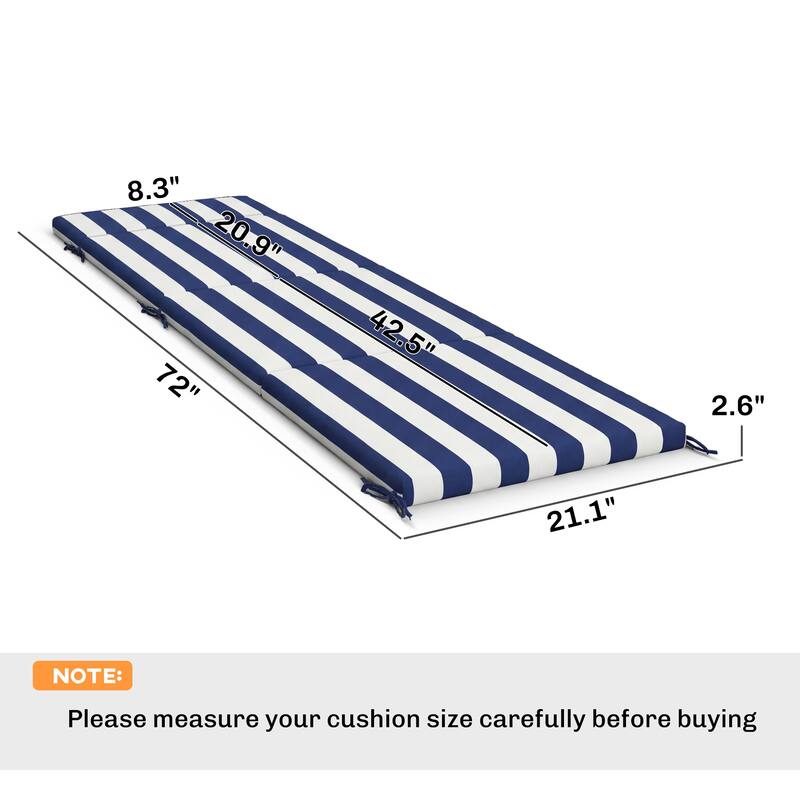 Outsunny Outdoor Chaise Lounge Cushions Set of 2, Chaise Lounge Cushions with 6 Ties, High-Density Foam