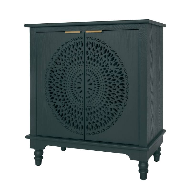 Sideboard Buffet Cabinet, Storage Cabinet with Carved Hollow Pattern, Accent Cabinet with Adjustable Shelf