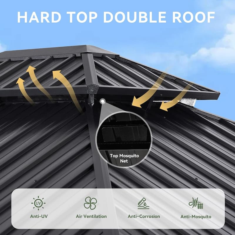 Hardtop Gazebo with Double Galvanized Steel Roof