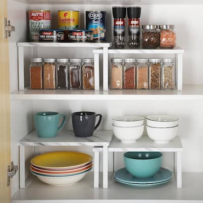 Stackable Kitchen Cabinet Shelves Organizer