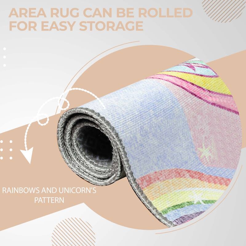 Unicorn Rainbow Colorful Playroom Indoor Area Rug by Superior