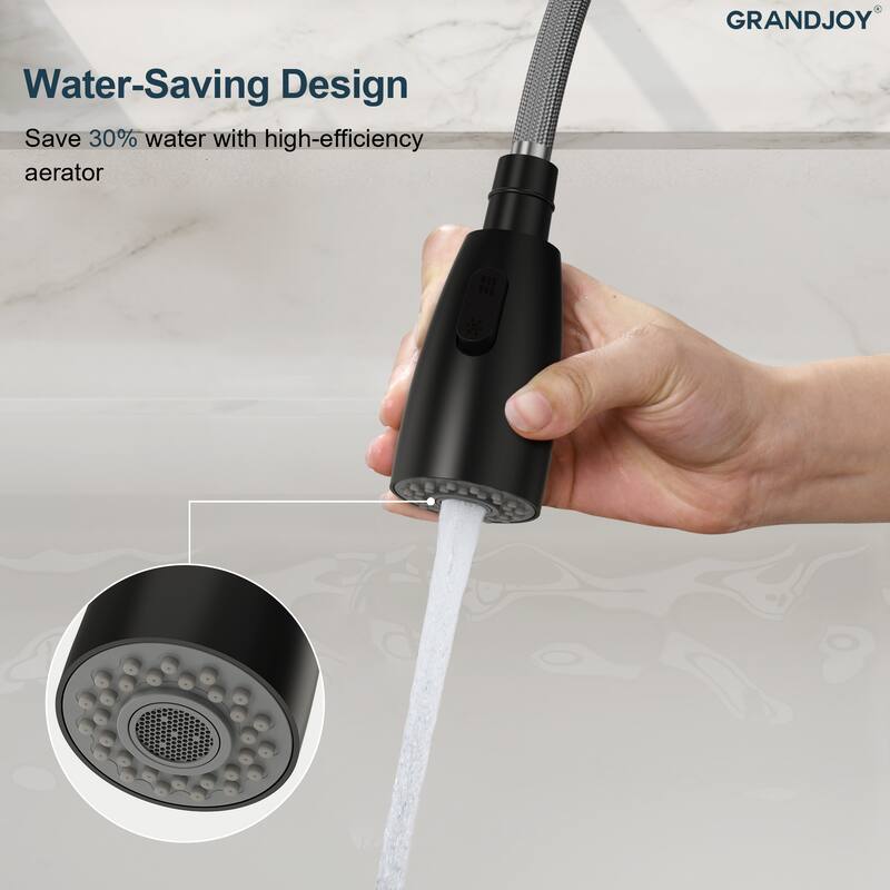 GRANDJOY Single Handle Pull Down Kitchen Faucet with Spot Resistant Finish
