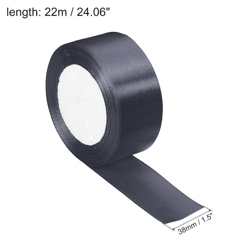 Satin Ribbon Double Face Crafts Roll for Party DIY Wrapping Decoration - Dark Gray