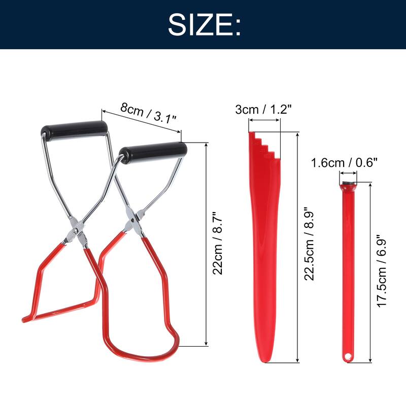 Canning Tools Kit Includes 1Pcs Canning Tongs,1Pcs Jar Lifter,1Pcs Measurer - Red