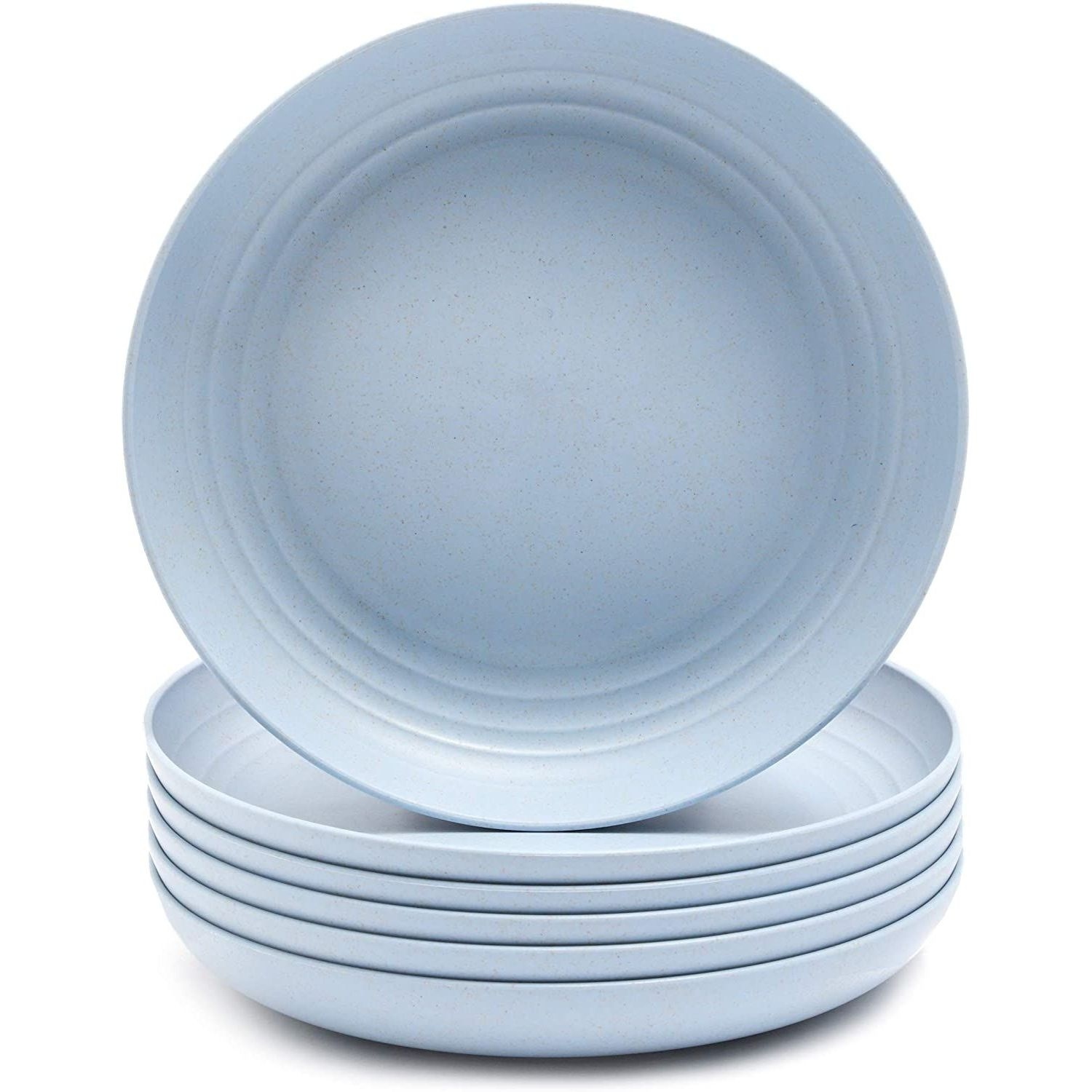 Juvale Wheat Straw Plates Unbreakable Plate Blue 9 in 6 Pack