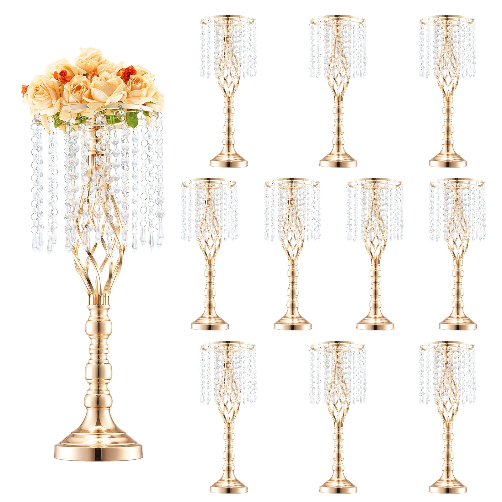 Wedding Flower Vase, Metal Wedding Centerpiece, Gold Floral Arrangement Stand Display Rack for Tables Wedding Dinner Party