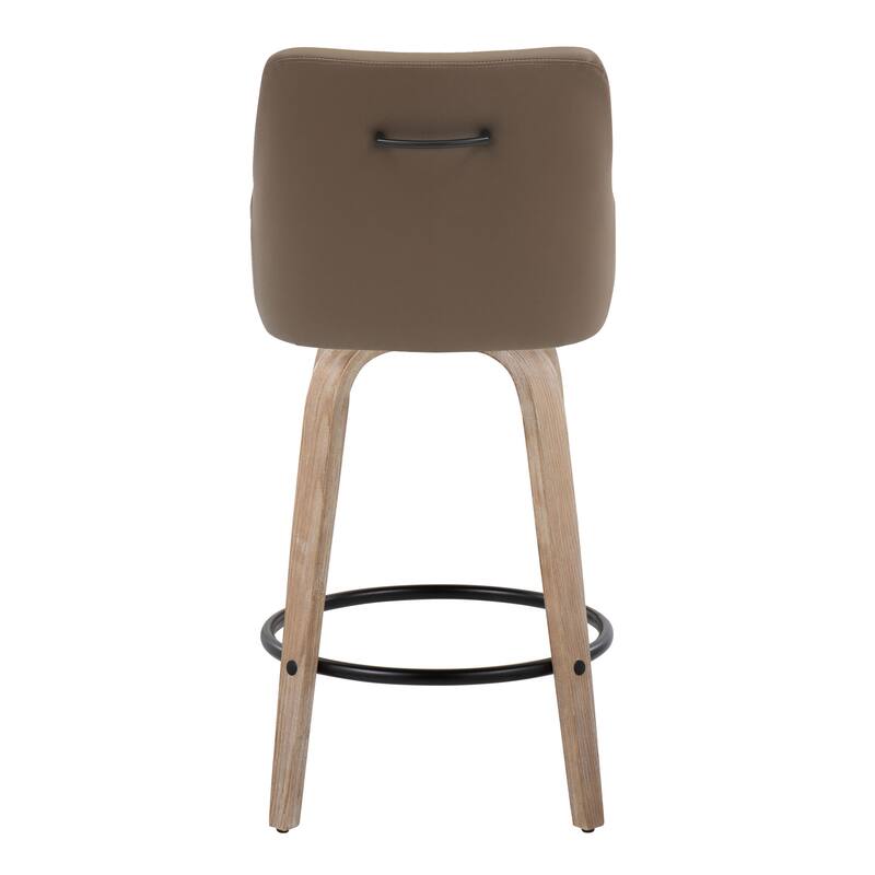 The Gray Barn Hadley 26" Fixed-Height Upholstered Counter Stool with Bent Wood Legs & Round Footrest (Set of 2)