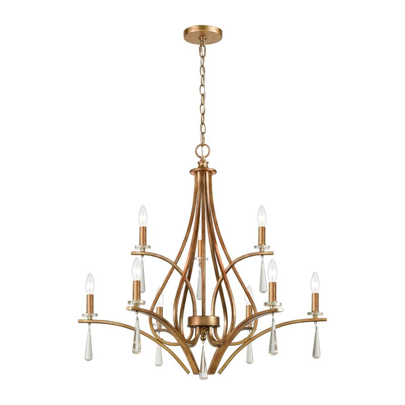 Elk Home Katania Antique Gold Metal 9 Light Chandelier - Antique Gold