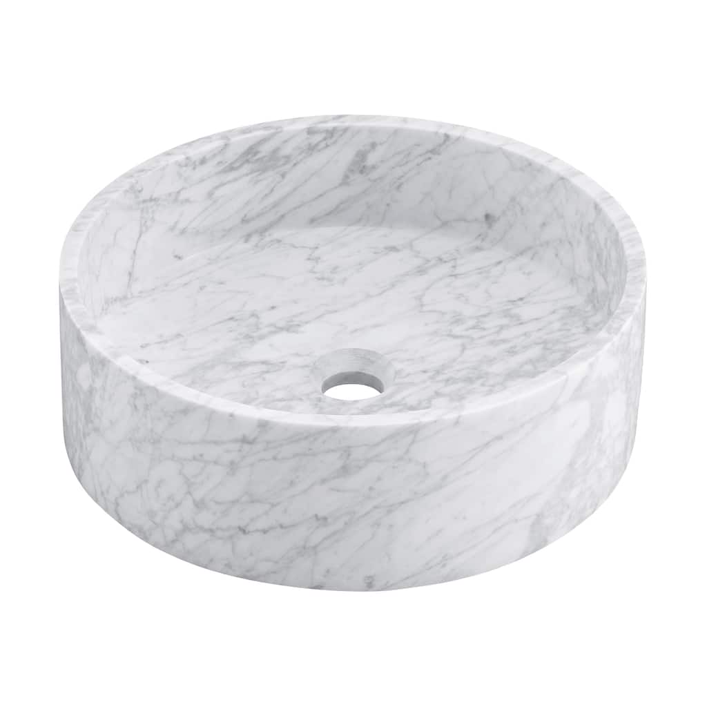 Bleu 17" Round Vessel Bathroom Sink In Marbled Grey - 16.95" x 16.95" 5.15"