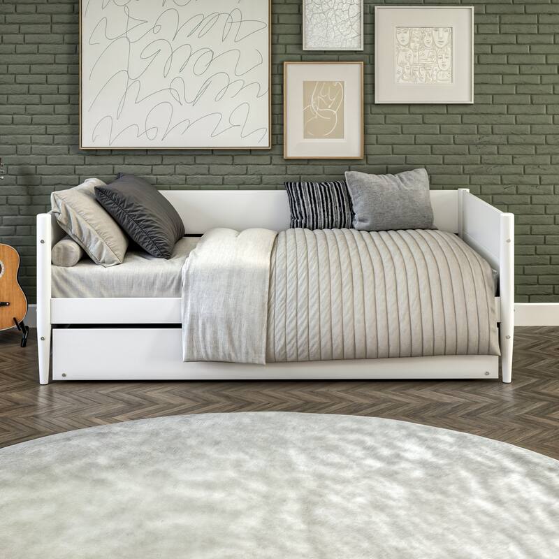 Mid-Century Modern Twin Size Day Bed with Twin Trundle
