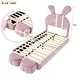 preview thumbnail 5 of 6, Wooden Twin Size Upholstered Platform Bed Frame with Cartoon Ears Shaped Headboard, Kid's Bed with Light, Pink