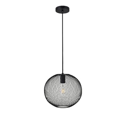 1-Light Black Pendant with 13 inch Iron Shade